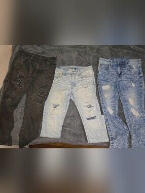 American Eagle Outfitters Light Blue Ripped Men's Jeans 3 Pair